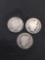 3 Count Lot of United States Barber Silver Dimes - 90% Silver Coins from Amazing Collection
