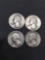 4 Count Lot of United States Washington Silver Quarters - 90% Silver Coins from Estate