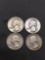 4 Count Lot of United States Washington Silver Quarters - 90% Silver Coins from Estate