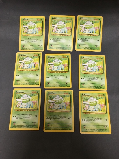 Lot of 9 1999 Base Set Pokemon #44 BULBASAUR Trading Cards From Huge Collection