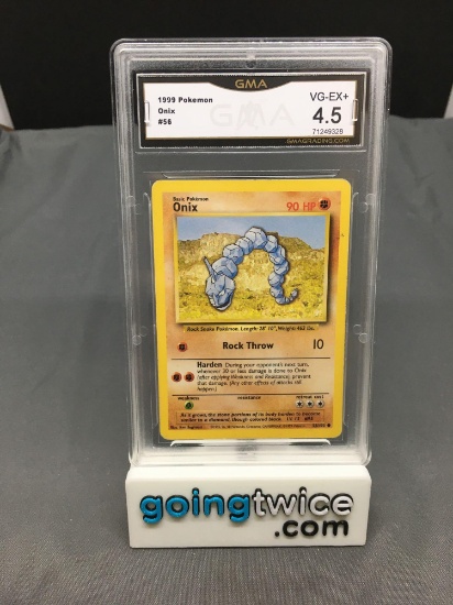 GMA Graded 1999 Pokemon Base Set Unlimited #56 ONIX Trading Card - VG-EX+ 4.5