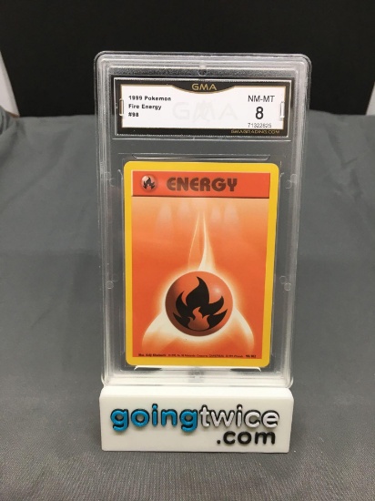 GMA Graded 1999 Pokemon Base Set Unlimited #98 FIRE ENERGY Trading Card - NM-MT 8