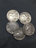 5 Count Lot of United States Indian Head Buffalo Nickels from Awesome Collection