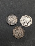 3 Count Lot of United States Silver Dimes - 1 Barber, 1 Mercury & 1 Roosevelt from Amazing