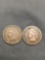 2 Count Lot of Indian Head Pennis - HIGH END from Estate Safe UNSEARCHED