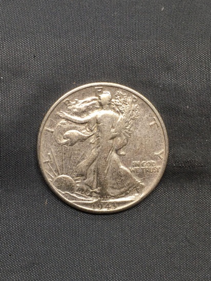 1943 United States Walking Liberty Silver Half Dollar - 90% Silver Coin from Estate