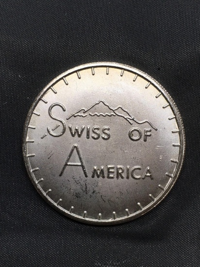 WOW Vintage 1973 Draper Mint Swiss of America 1 OZ .999 Fine Silver Bullion Round