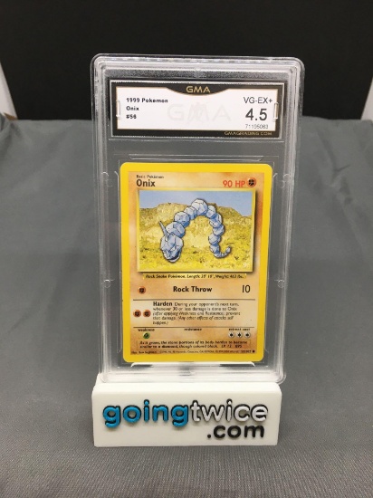 GMA Graded Pokemon 1999 Base Set Unlimited #56 ONIX Trading Card - VG-EX+ 4.5