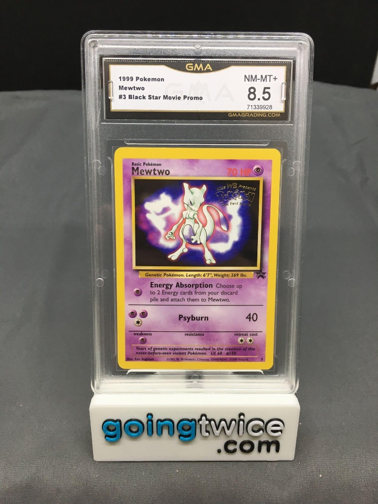 Gma Graded 1999 Pokemon Movie Foil Promo 3 Mewtwo Trading Card Nm Mt 8 5 Art Antiques Collectibles Toys Hobbies Non Sport Trading Cards Online Auctions Proxibid