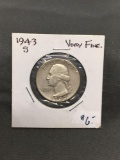 1943-S United States Washington Silver Quarter - 90% Silver Coin from ENORMOUS ESTATE