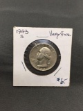 1943-S United States Washington Silver Quarter - 90% Silver Coin from ENORMOUS ESTATE