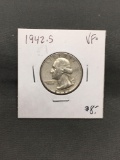 1942-S United States Washington Silver Quarter - 90% Silver Coin from ENORMOUS ESTATE