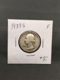 1937-S United States Washington Silver Quarter - 90% Silver Coin from ENORMOUS ESTATE