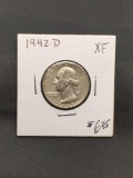 1942-D United States Washington Silver Quarter - 90% Silver Coin from ENORMOUS ESTATE