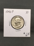 1942-P United States Washington Silver Quarter - 90% Silver Coin from ENORMOUS ESTATE