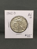 1942-D United States Walking Liberty Silver Half Dollar - 90% Silver Coin from ENORMOUS ESTATE