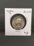 1942-S United States Washington Silver Quarter - 90% Silver Coin from ENORMOUS ESTATE