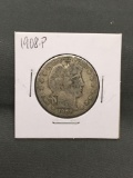 1908-P United States Barber Silver Half Dollar - 90% Silver Coin from ENORMOUS ESTATE