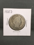 1908-D United States Barber Silver Half Dollar - 90% Silver Coin from ENORMOUS ESTATE