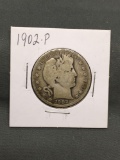 1902-P United States Barber Silver Half Dollar - 90% Silver Coin from ENORMOUS ESTATE