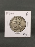 1935-S United States Walking Liberty Silver Half Dollar - 90% Silver Coin from ENORMOUS ESTATE