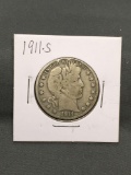 1911-S United States Barber Silver Half Dollar - 90% Silver Coin from ENORMOUS ESTATE