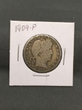 1909-P United States Barber Silver Half Dollar - 90% Silver Coin from ENORMOUS ESTATE