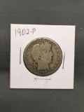 1902-P United States Barber Silver Half Dollar - 90% Silver Coin from ENORMOUS ESTATE