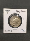 1942-S United States Washington Silver Quarter - 90% Silver Coin from ENORMOUS ESTATE