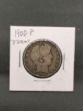 1900-P United States Barber Silver Half Dollar - 90% Silver Coin from ENORMOUS ESTATE