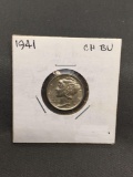 1941 United States Mercury Silver Dime - 90% Silver Coin from ENORMOUS ESTATE