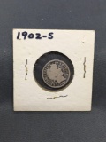 1902-S United States Barber Silver Dime - 90% Silver Coin from ENORMOUS ESTATE