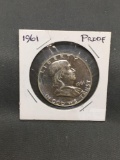 1961 United States Franklin PROOF Silver Half Dollar - 90% Silver Coin from ENORMOUS ESTATE