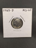 1963-D United States Roosevelt Silver Dime - 90% Silver Coin from ENORMOUS ESTATE