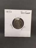 1873 United States Seated Liberty Silver Dime - 90% Silver Coin from ENORMOUS ESTATE