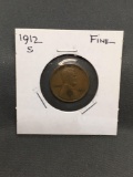 1912-S United States Lincoln Wheat Penny Coin from ENORMOUS ESTATE