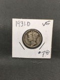 1931-D United States Mercury Silver Dime - 90% Silver Coin from ENORMOUS ESTATE