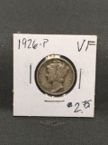 1926-P United States Mercury Silver Dime - 90% Silver Coin from ENORMOUS ESTATE