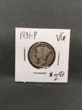 1931-P United States Mercury Silver Dime - 90% Silver Coin from ENORMOUS ESTATE