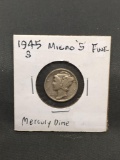 1945-S United States Mercury Silver Dime - 90% Silver Coin from ENORMOUS ESTATE