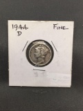 1944-D United States Mercury Silver Dime - 90% Silver Coin from ENORMOUS ESTATE