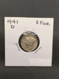 1941-D United States Mercury Silver Dime - 90% Silver Coin from ENORMOUS ESTATE
