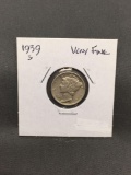 1939-S United States Mercury Silver Dime - 90% Silver Coin from ENORMOUS ESTATE