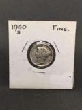 1940-S United States Mercury Silver Dime - 90% Silver Coin from ENORMOUS ESTATE
