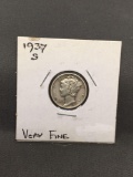1937-S United States Mercury Silver Dime - 90% Silver Coin from ENORMOUS ESTATE