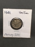 1941 United States Mercury Silver Dime - 90% Silver Coin from ENORMOUS ESTATE