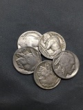 Lot of 5 United States Indian Head Buffalo Nickels from Estate Collection