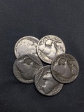 Lot of 5 United States Indian Head Buffalo Nickels from Estate Collection