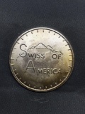 WOW Vintage 1973 Draper Mint Swiss of America 1 OZ .999 Fine Silver Bullion Round