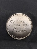 WOW Vintage 1973 Draper Mint Swiss of America 1 OZ .999 Fine Silver Bullion Round